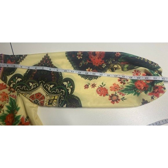 Womens Tunic Top Yellow Red Floral Parrots Long Sl - Picture 5 of 11